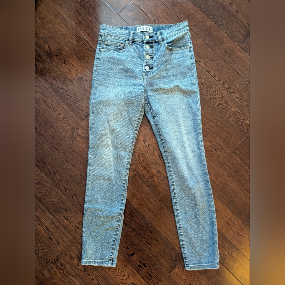 Daze Denim Exposed Button-Fly Slim Leg Jeans